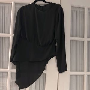 Black Polyester High-Low Shirt